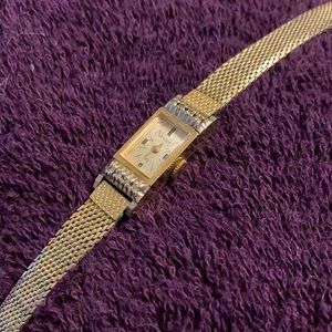 Vintage Elgin Swiss Watch Diamonds Gold Adjustable